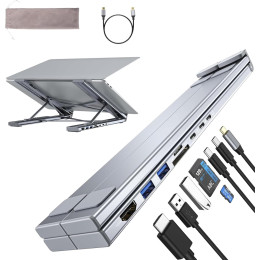 8-in-1 USB C Hub HDMI Portable Laptop Stand with Docking Station