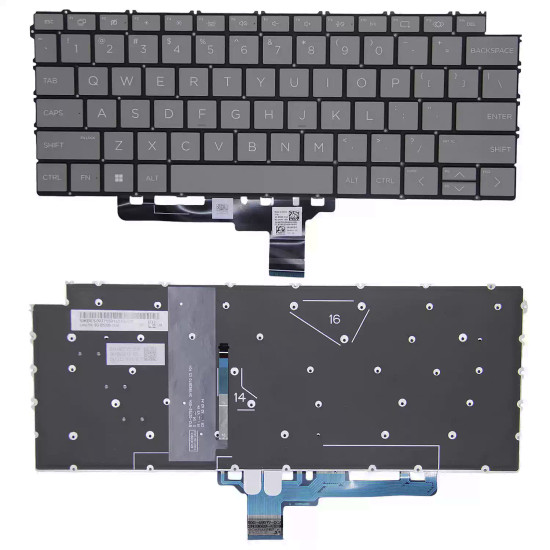 HP Spectre 14-EU, 16-AA, TPN-Q292, backlit US keyboard gray - main product image