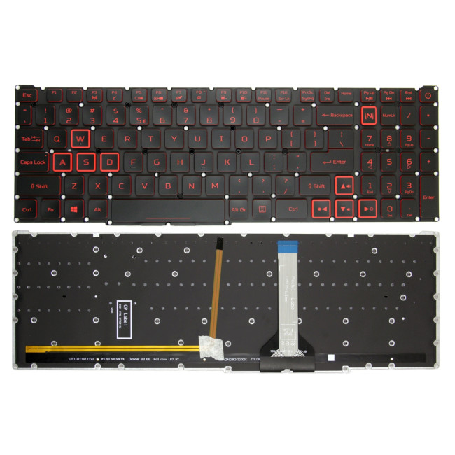 Acer AN517-53 AN517-54 AN517-41 PH315-53 PH315-54 PH317-54 red slim backlit US keyboard - main product image