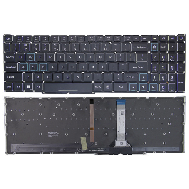 Acer Predator Helios Neo 16, N22Q22, PHN16-71, PHN16-72, blue backlit US keyboard slim cable - main product image