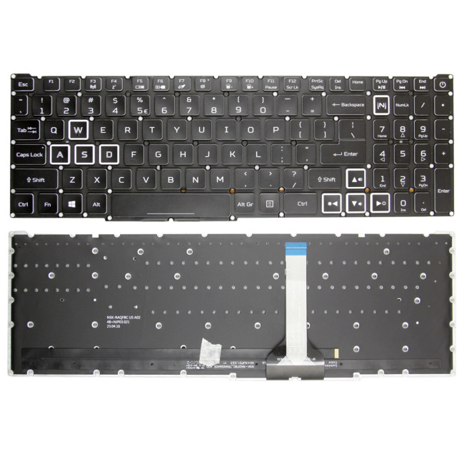 Acer Predator Helios Neo 16, N22Q22, PHN16-71, PHN16-72, white backlit US keyboard slim cable - main product image