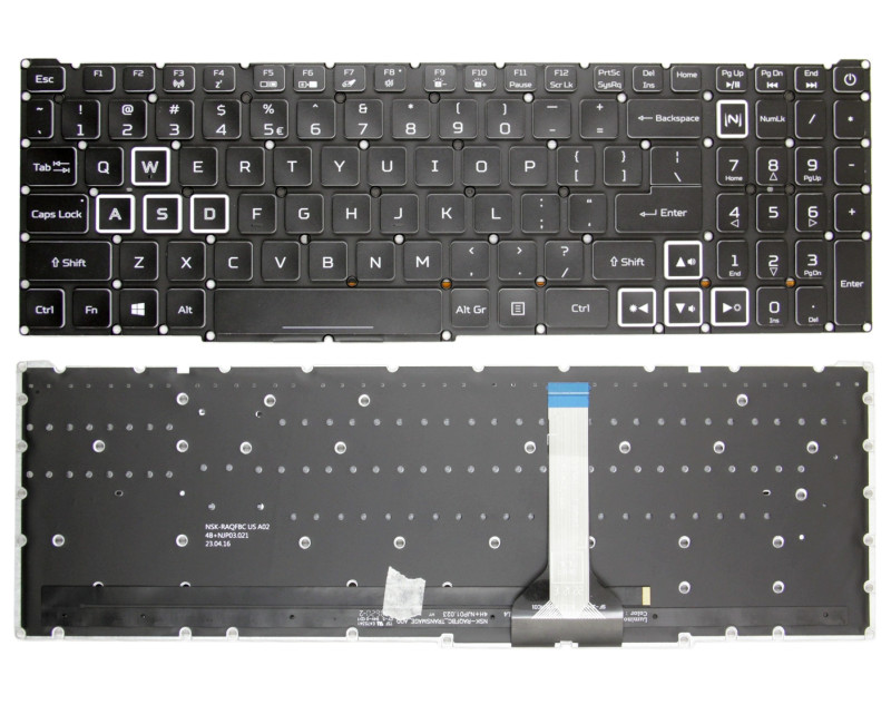 Acer Predator Helios Neo 16, N22Q22, PHN16-71, PHN16-72, white backlit US keyboard slim cable - additional view 