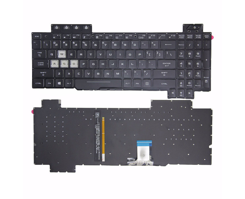 Asus FX80, FZ80, ZX80, GL703G, FX86, FX80S, FX504, FX505, FX95, FX705, black RGB backlit US keyboard - additional view 