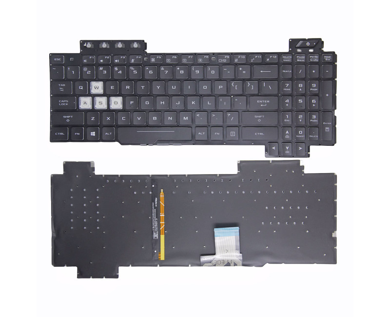 Asus FX80, FZ80, ZX80, GL703G, FX86, FX80S, FX504, FX505, FX95, FX705, black backlit US keyboard - additional view 