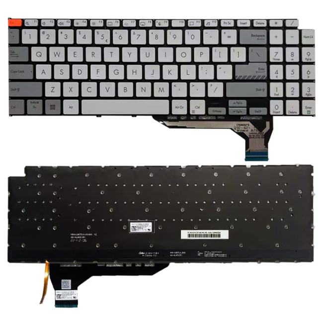 Asus K6602Z, K6502V, N7600, N7601Z, M7600Q, silver backlit US keyboard side - main product image