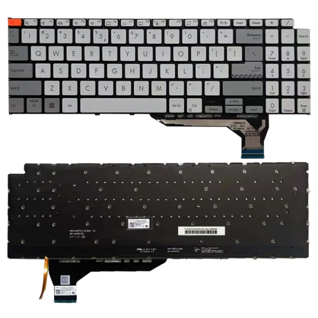 Asus K6602Z, K6502V, N7600, N7601Z, M7600Q, silver backlit US keyboard side - main product image