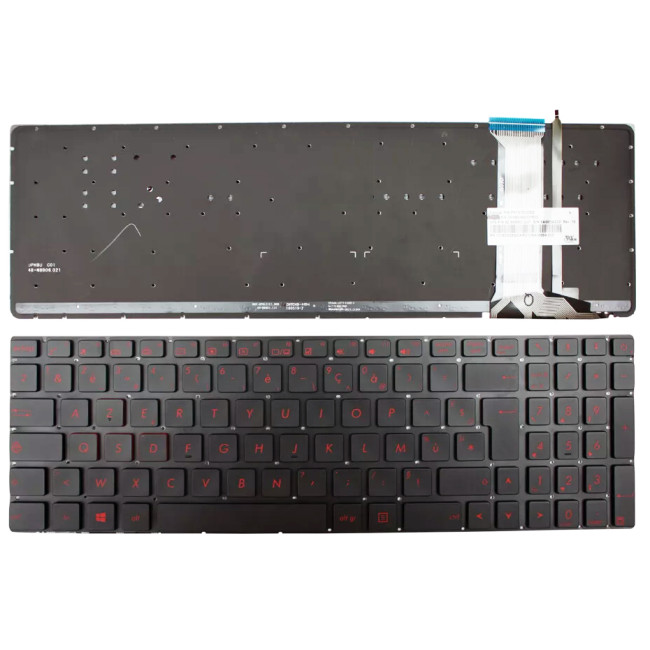 Asus N551, G551, G771, N551J, N551JK, N551Q, ZX50J, FX-PLUS FX PRO6700, GL552, GL551, red backlit French FR keyboard - main product image