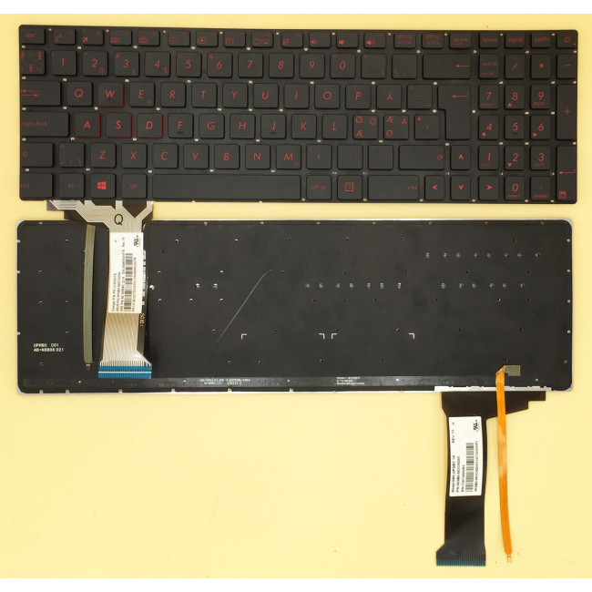 Asus N551, G551, G771, ZX50J, GL552, GL551, red backlit ND NE NO Norwegian keyboard - main product image