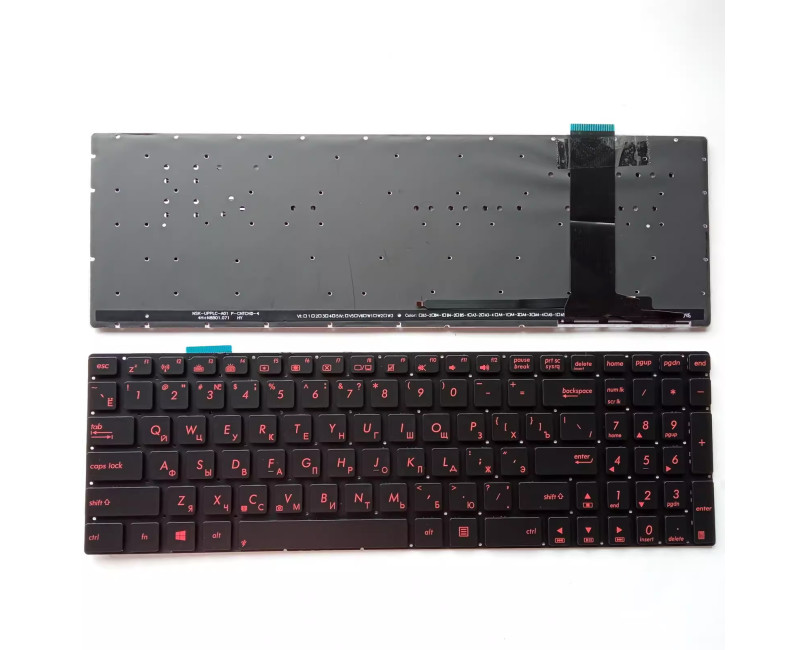 Asus N56 N550 N550JV N550J N550X n750j red backlit Russian RU keyboard - additional view 