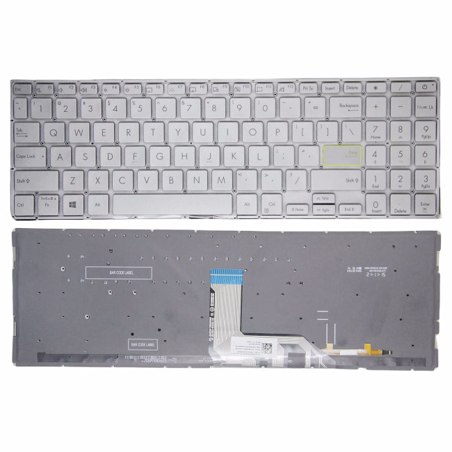Asus VivoBook X513 M513 E510 V5050 V5100E M5100 K513 FL8800 silver backlit US keyboard - main product image