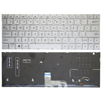 Asus UX333, U3300, U3600F, UX333FA, UX333FN, silver backlit US keyboard