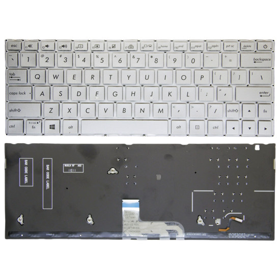 Asus UX333, U3300, U3600F, UX333FA, UX333FN, silver backlit US keyboard - main product image