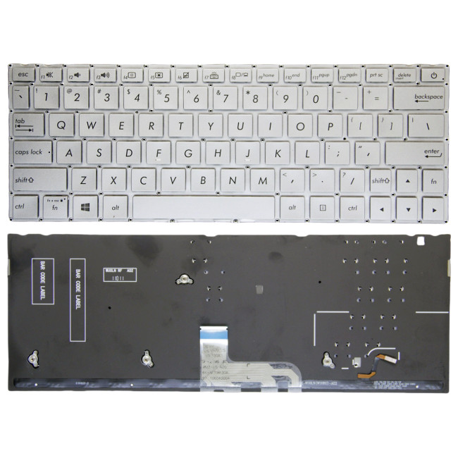 Asus UX333, U3300, U3600F, UX333FA, UX333FN, silver backlit US keyboard - main product image