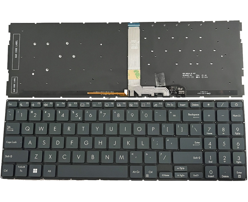 Asus UX535, UX535L, UX535LH, UX535LI, UX535Q, UX535QE, UM535, backlit US keyboard gray - additional view 