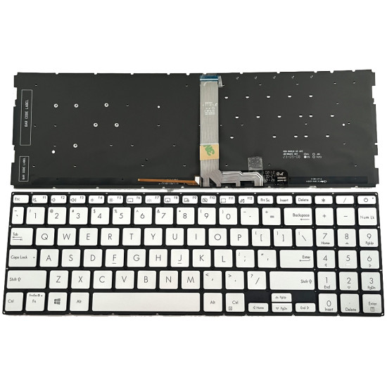 Asus UX535, UX535L, UX535LH, UX535LI, UX535Q, UX535QE, UM535, backlit US keyboard silver - main product image