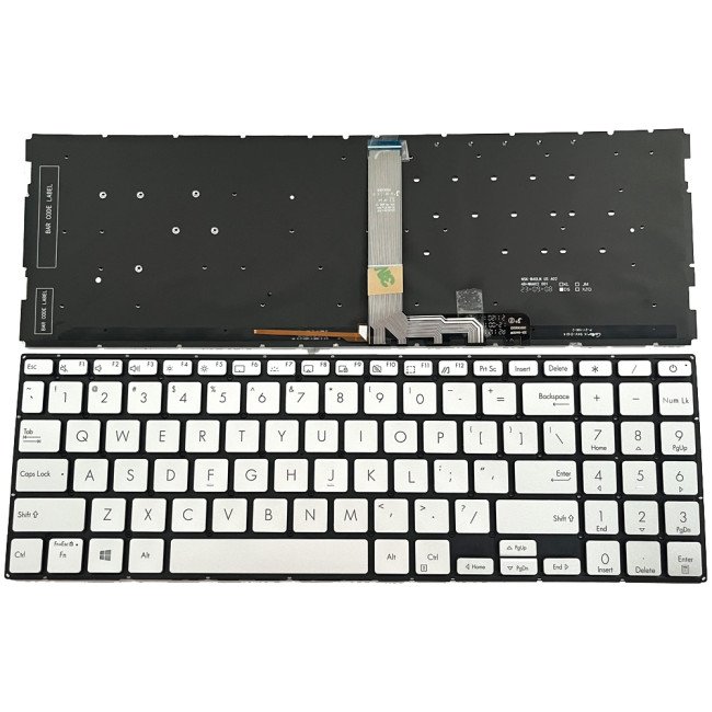 Asus UX535, UX535L, UX535LH, UX535LI, UX535Q, UX535QE, UM535, backlit US keyboard silver - main product image