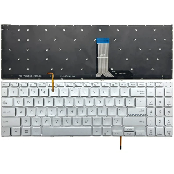 Asus Vivobook Pro15 K6602Z, K6502V, N7600, N7601Z, M7600Q, backlit US keyboard silver - main product image