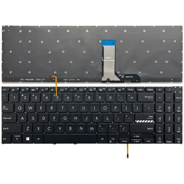 Asus Vivobook Pro15 K6602Z, K6502V, N7600, N7601Z, M7600Q, black backlit US keyboard - main product image