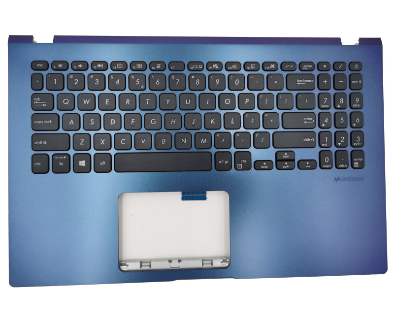 Asus X509, X509F, X509D, K509F, K509U, X509U, blue purple black US keyboard palmrest - additional view 
