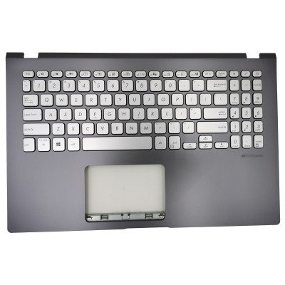 Asus X509, X509F, X509D, K509F, K509U, X509U, gray silver backlit US keyboard palmrest