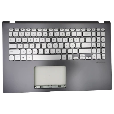 Asus X509, X509F, X509D, K509F, K509U, X509U, gray silver backlit US keyboard palmrest