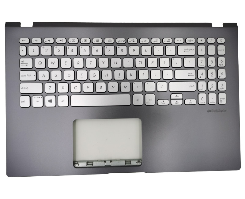 Asus X509, X509F, X509D, K509F, K509U, X509U, gray silver backlit US keyboard palmrest - additional view 