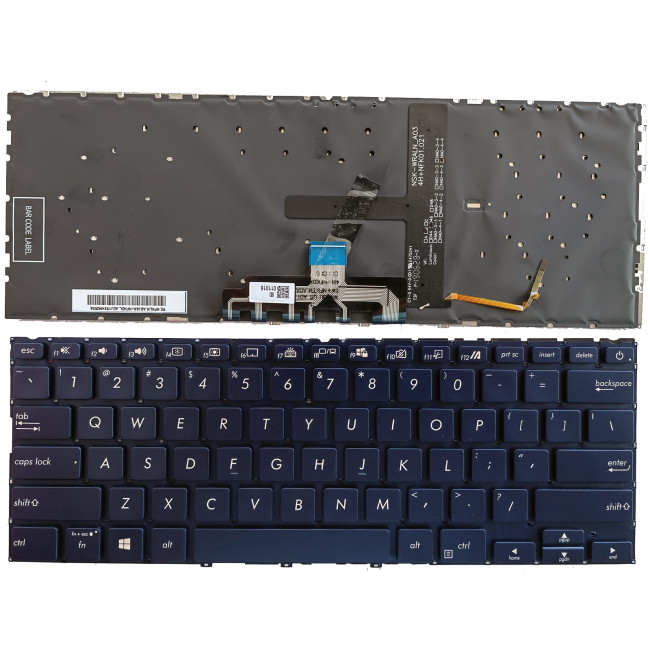 Asus Zenbook UX433, UX433F, U4300F, UM433, Deluxe14 blue backlit US keyboard - main product image