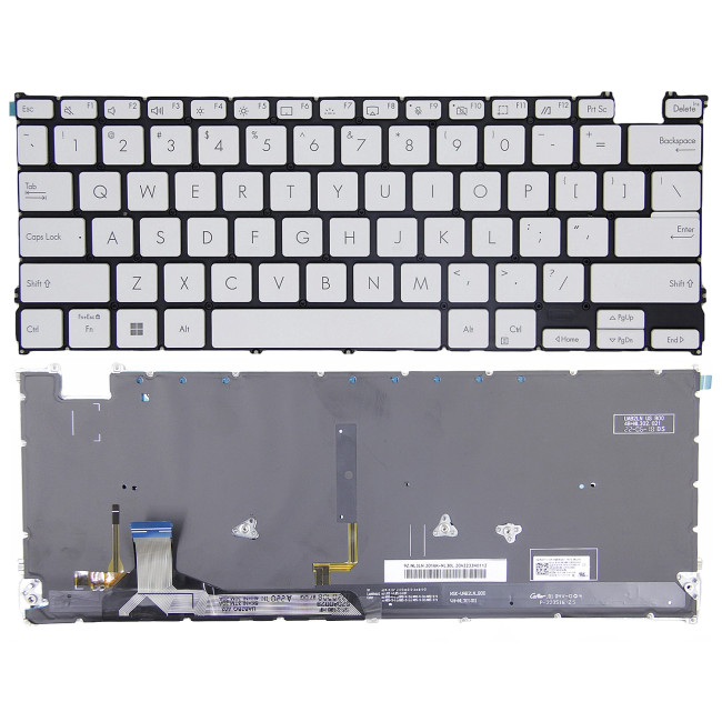 Asus Zenbook14 OLED UX3402Z, UX3402V, S13, X13, UM5302, UM5302UR, white backlit US keyboard 5-screws - main product image