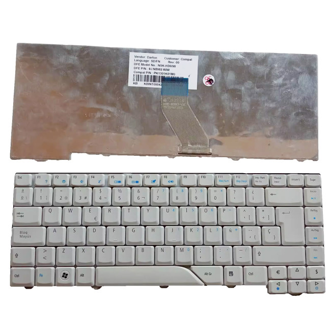 Acer 4715 4715Z 4720 4720Z 4720G 4720ZG 4920 white Spanish SP keyboard - main product image