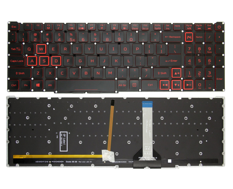Acer AN515-45 AN515-56 AN515-57 AN515-46 red backlit slim US keyboard - additional view 