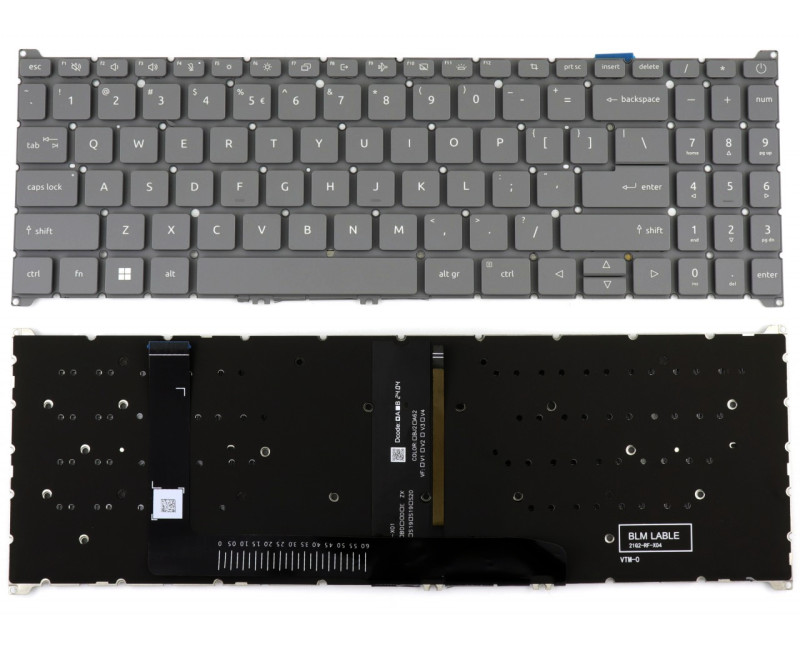 Acer Aspire Vero 16 AV16-51, AV16-51P, Nitro V15 ANV15-51, FUN S50-54, gray backlit US keyboard - additional view 