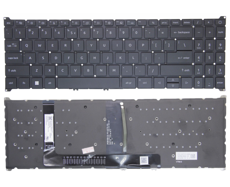 Acer Aspire A515-58M, A515-58MT, A515-58P, A515-58PT, black backlit US keyboard - additional view 