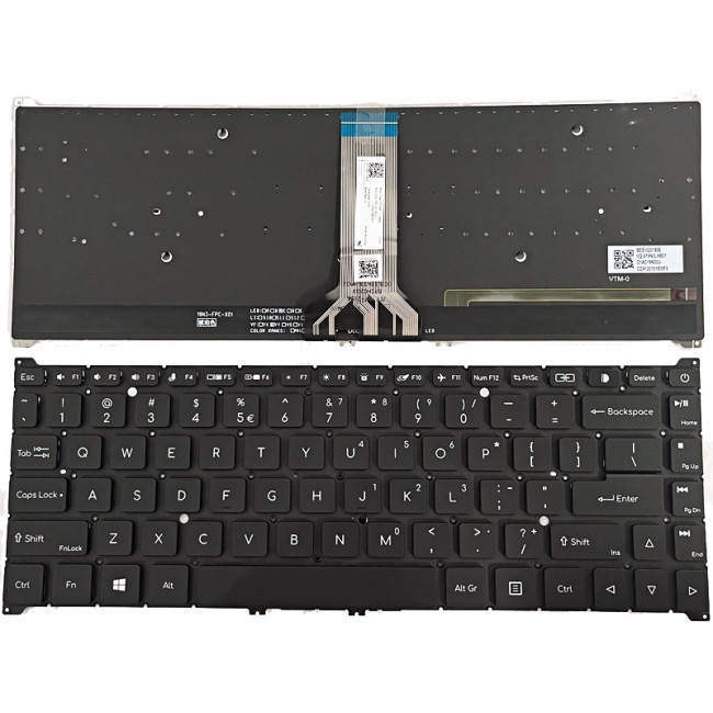 Acer ConceptD CC314-72, CC314-72G, CC314-72P, CC314-73, CC314-73G, CC314-73P, black backlit US keyboard - main product image