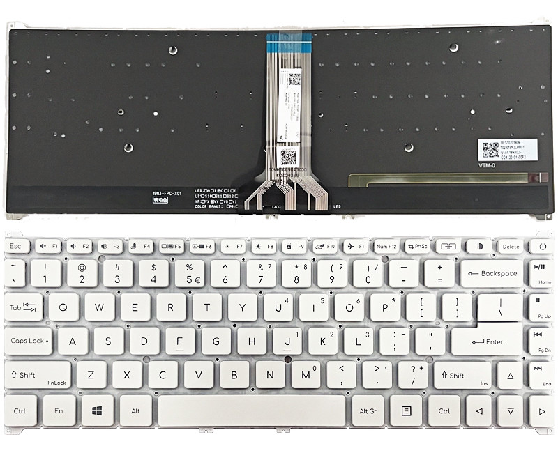 Acer ConceptD CN315-72, CN315-72G, CN315-72P, CN315-73, CN315-73G, CN315-73P, white backlit US keyboard - additional view 
