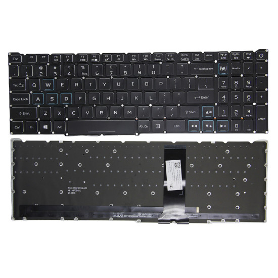 Acer AN517-53, AN517-54, AN517-41, PH315-53, PH315-54, PH317-54, blue wide backlit US keyboard - main product image