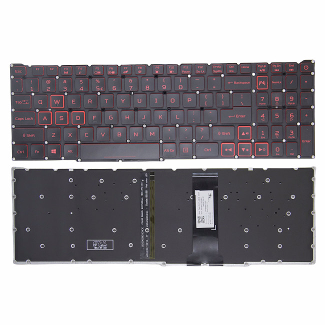 Acer AN517-53, AN517-54, AN517-41, PH315-53, PH315-54, PH317-54, red wide backlit US keyboard - main product image