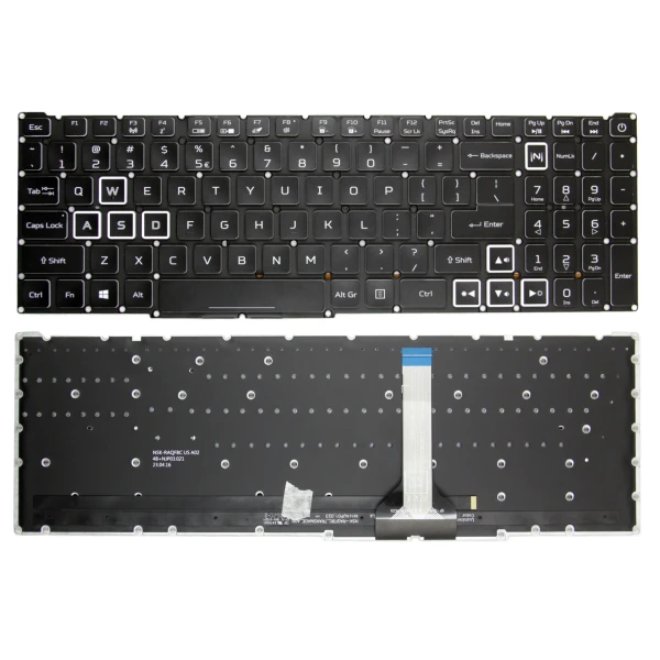 Acer AN515-45 AN515-56 AN515-57 AN515-46 white word slim backlit US keyboard - main product image