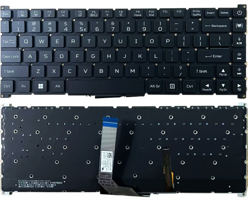 Acer PT516-52s, PT516-51s, PT314-51S, N20C8, black backlit US keyboard - additional view 