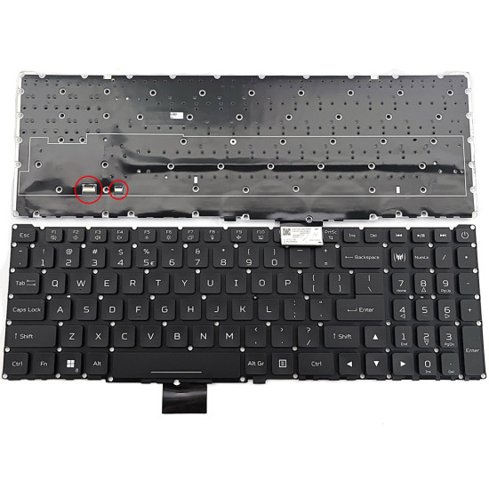 Acer Predator Helios PH315-55, PH315-55S, PH317-56, N22C4, N22C3, black RGB backlit US keyboard - main product image