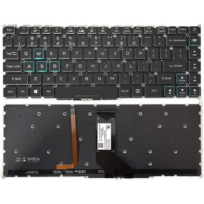 Acer Predator Triton 500 PT515-51, PT515-52, N18W3, blue word backlit US keyboard - main product image