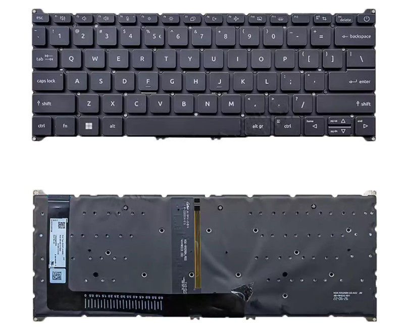 Acer Spin SP314-55N, SP514-51, SP514-51N, Vero 14 AV14-51, AV14-52P, black backlit US keyboard - additional view 