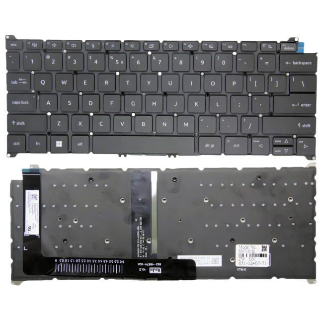 Acer Swift 3 SF314-512, SF314-512T, SF314-59, SF314-71, Extensa 14 EX214-53, black backlit US keyboard original - main product image