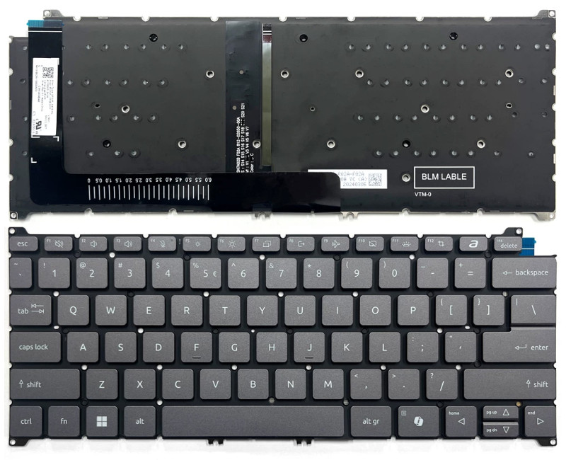 Acer Swift Go 14 SFG14-01 SFG14-64 SFG14-64T backlit US keyboard gray AI