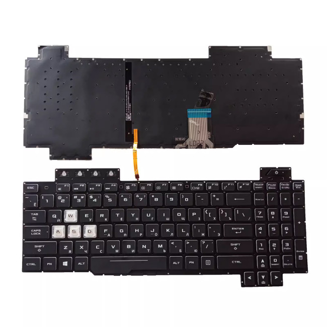 Asus FX80, FZ80, ZX80, GL703G, FX86, FX80S, FX504, FX505, FX95, FX705, black RGB backlit Russian RU keyboard - main product image