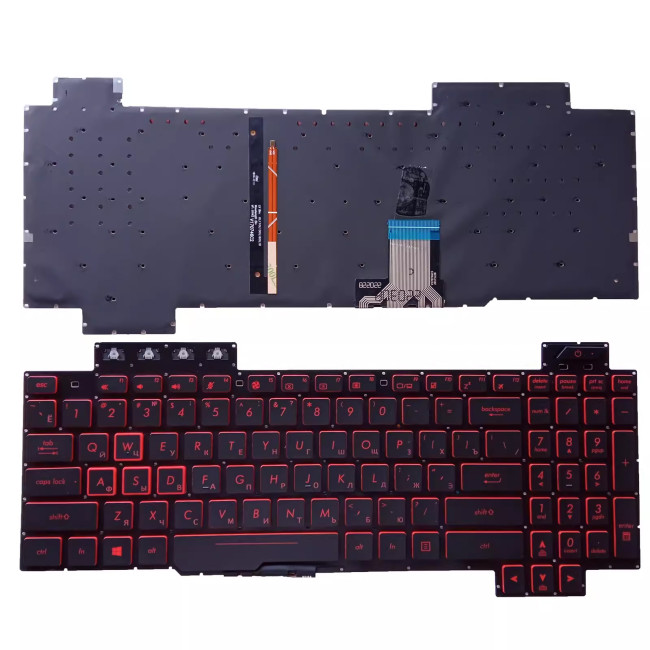 Asus FX80, FZ80, ZX80, GL703G, FX86, FX80S, FX504, FX505, FX95, FX705, red backlit Russian RU keyboard - main product image