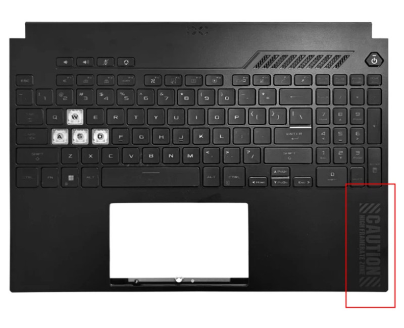 Asus TUF F15 FX507ZE, FX507ZC, FX507ZM, FX507ZR, FA507, RGB backlit US keyboard palmrest dual Air vents 2 - additional view 