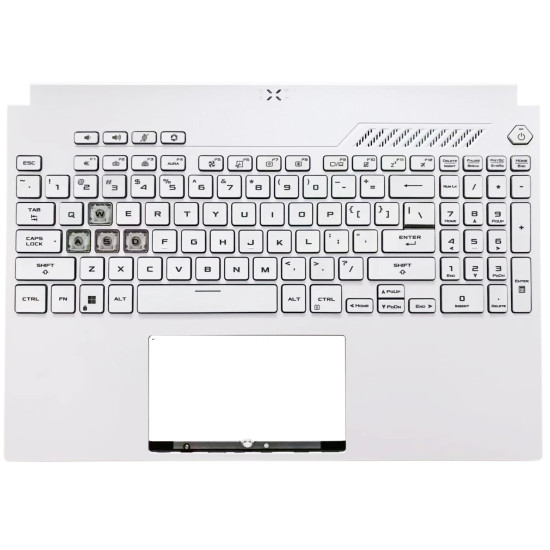 Asus TUF F15 FX507ZE, FX507ZC, FX507ZM, FX507ZR, FA507, RGB backlit US keyboard palmrest dual Air vents white - main product image