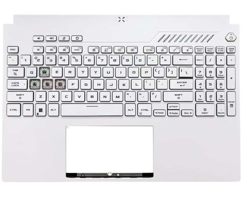 Asus TUF F15 FX507ZE FX507ZC FX507ZM FX507ZR FA507 RGB backlit US keyboard palmrest dual air vents white