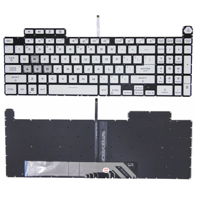 Asus TUF Gaming FA507, FX507, FX517, FA607, FX607, FX617, FA707, FX707, GA507, white RGB backlit US keyboard high copy - main product image