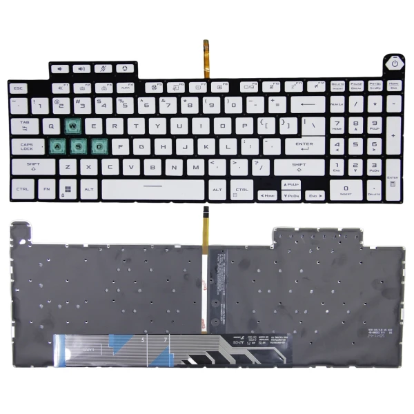 Asus TUF Gaming FA507, FX507, FX517, FA607, FX607, FX617, FA707, FX707, GA507, white green RGB backlit US keyboard - main product image